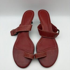 Lauren‎ Ralph Lauren red Leather strappy Toe Wrap Sandals shoes US Size 9B Heels
